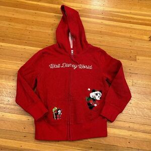 Walt Disney World red sparkle Christmas zip up hoodie